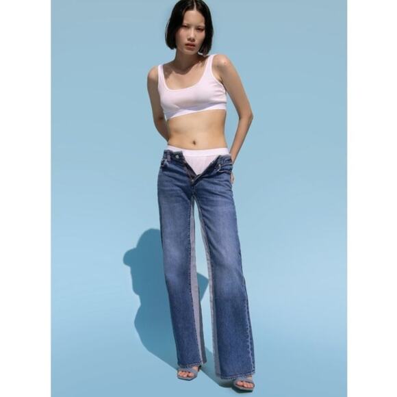 NEW Daily Blue by Adriano Goldschmeid Virgo Wide Leg Jeans Two Toned Size 26 - Picture 3 of 16